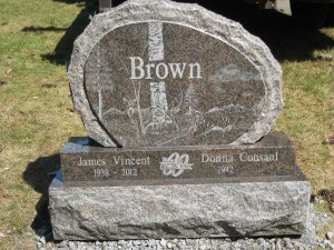 Brown Grave Stone Triple Stack Etching      